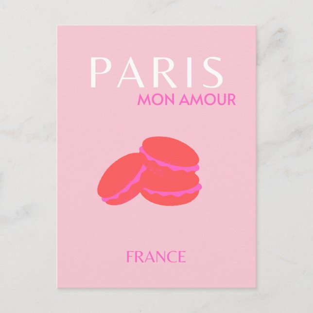 Postal Pink Paris Travel Art Macarons Preppy (Anverso)