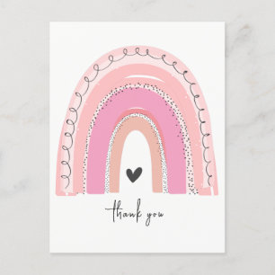 Postal Pink Pastel Arcoiris Gracias Postcard