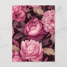 pink peony flowers postcrossing card