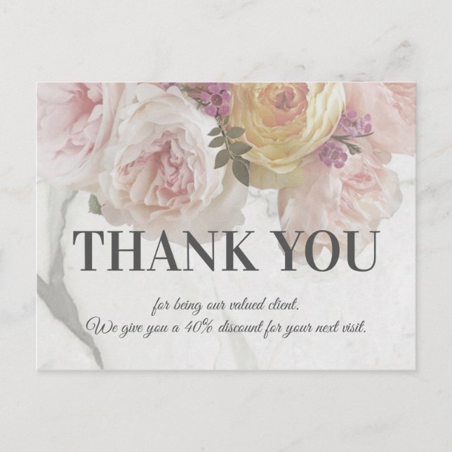 Postal Pink Peony White Marble Beauty Boutique Deluxe (Anverso)