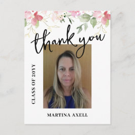 Postal Pink Photo Graduation Thank You  Postcard