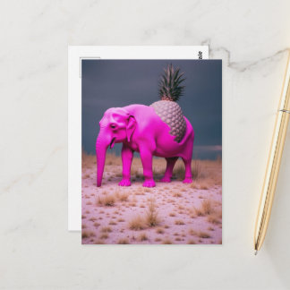 Postal Pink Pinapple Elephant Surreal