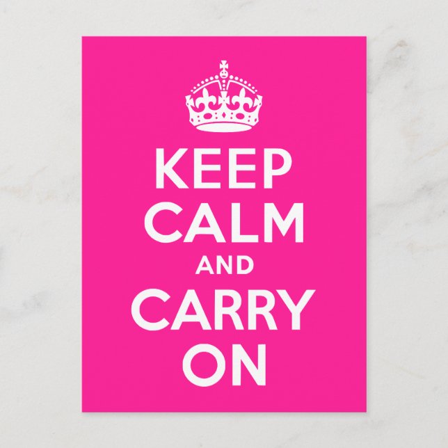 Postal Pink Profundo mantener la calma y continuar (Anverso)