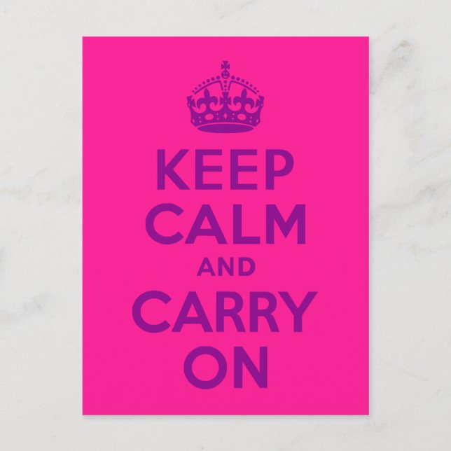 Postal Pink Profundo mantener la calma y continuar (Anverso)