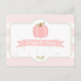 Postal Pink Pumpkin Baby Shower Gracias Postcard