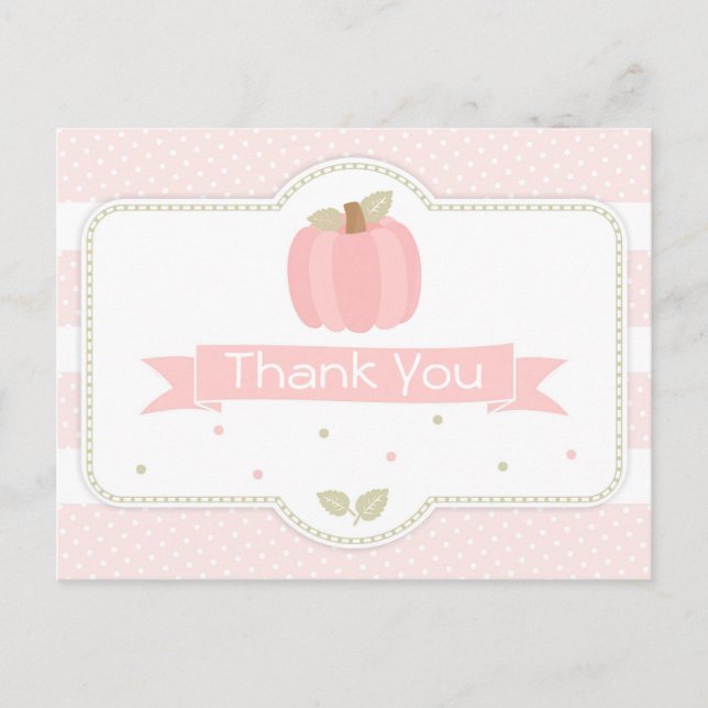 Postal Pink Pumpkin Baby Shower Gracias Postcard (Anverso)
