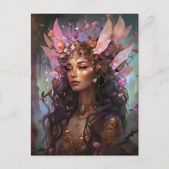 Postal Pink Purple Fairy Queen Fantasy Art (Anverso)