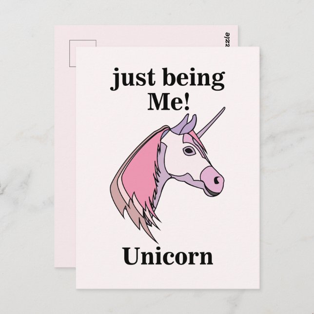 Postal Pink Purple Unicorn Head (Anverso / Reverso)