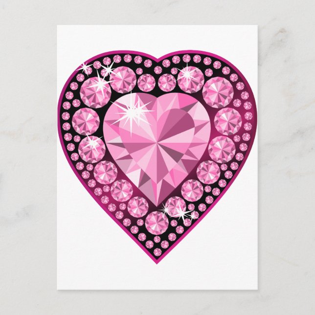 Postal Pink Quartz Gem Heart (Anverso)