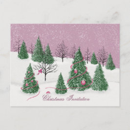 Postal Pink Rose Enchanted Forest Holiday Letter Card