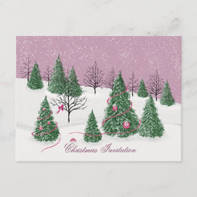 Postal Pink Rose Enchanted Forest Holiday Letter Card (Anverso)