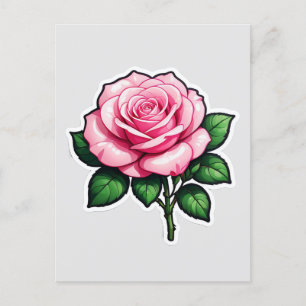Postal Pink Rose Flower Stalk