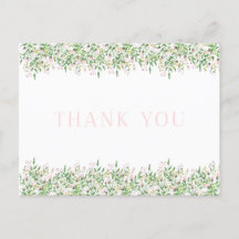 Pink Rosebud Border Gracias Postcard