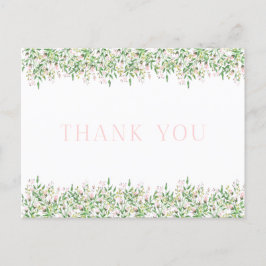 Postal Pink Rosebud Border Gracias Postcard