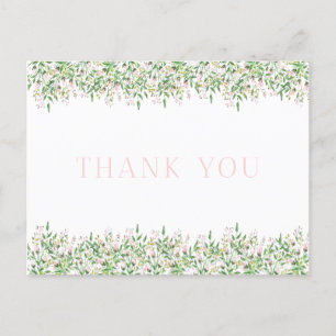 Postal Pink Rosebud Border Gracias Postcard
