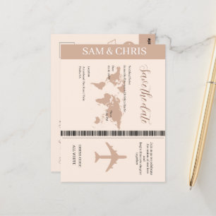 Postal Pink Salmon Boarding Pass World Map Travel
