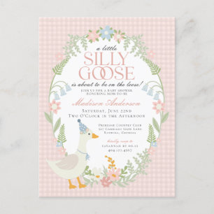 Postal Pink Silly Goose Floral Gingham Baby Shower