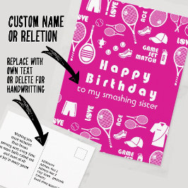 Postal Pink 💗Tennis 🎾  Happy Birthday Postcard