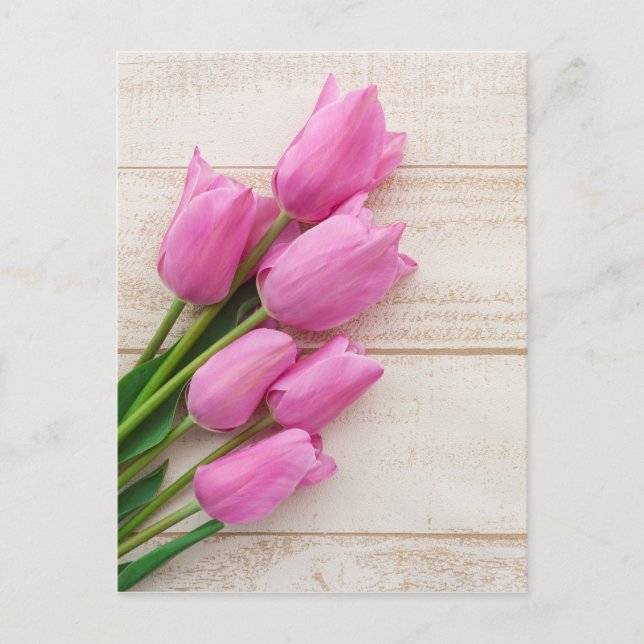 Postal pink tulips | birthday | mothersday | (Anverso)