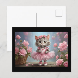 Postal Pink Tutu Ballerina Kitten