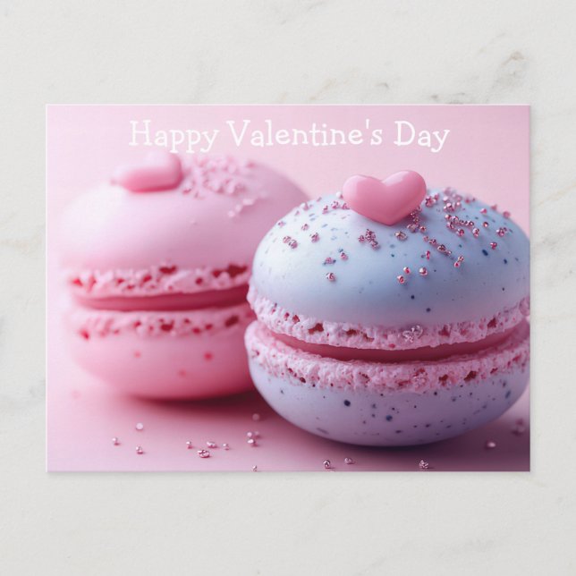Postal Pink und Violete Macarones mit Herzen Valentinstag (Anverso)