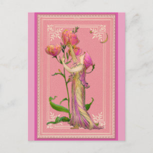 Postal Pink Vintage Garden Fairy Floral