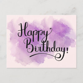 Postal Pink Watercolor Happy Birday Post Card