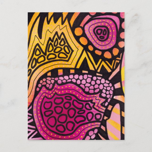 Postal Pink Yellow Boho Abstract Postcard (Anverso)