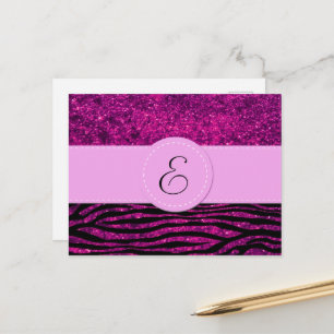 Postal Pink Zebra, Glitter Zebra, Zebra Print, Monogram