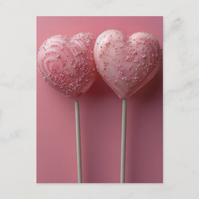Postal Pinke Cake Pops in Herzform Valentinstag (Anverso)