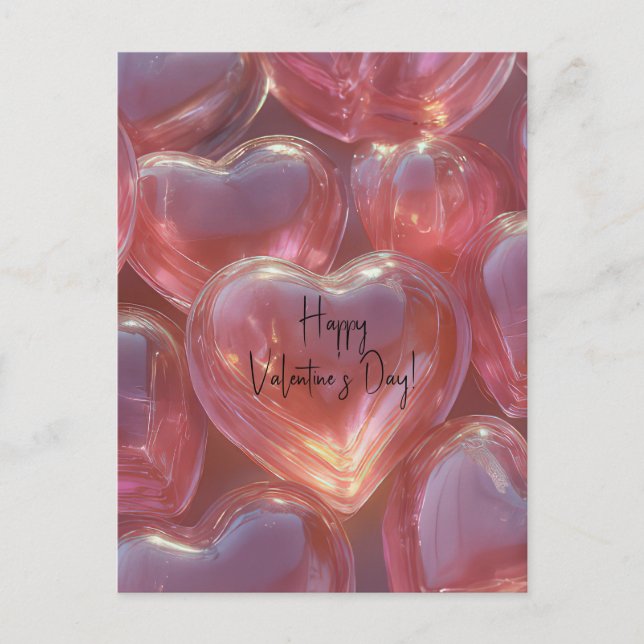 Postal Pinke Herzen aus Glas Valentinstag (Anverso)