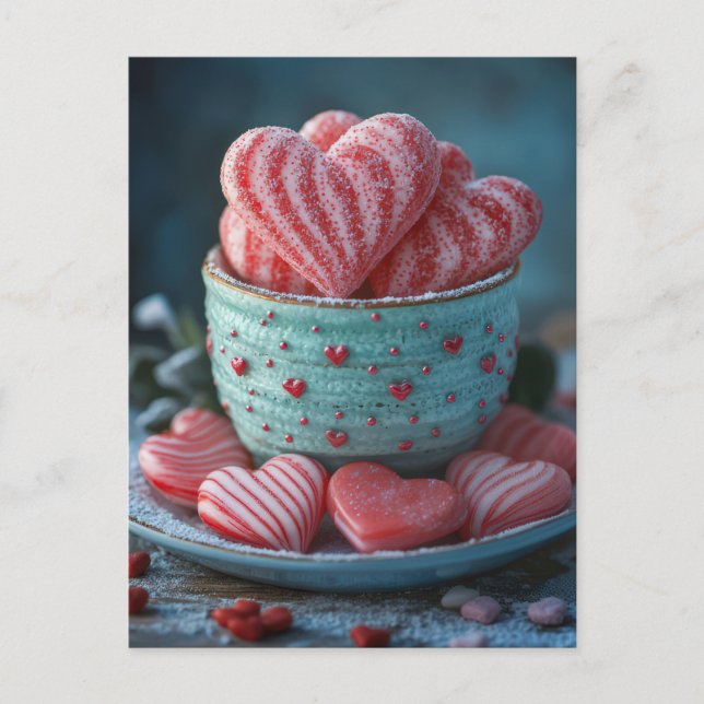 Postal Pinke Herzen in Schüssel Valentinstag (Anverso)