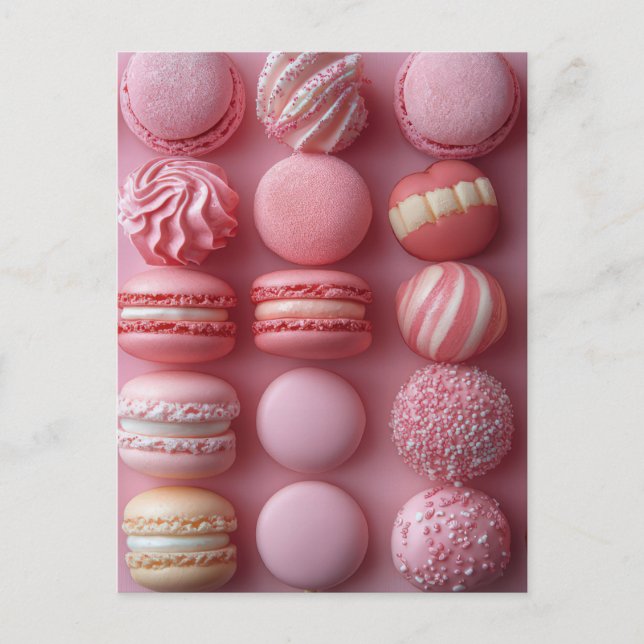 Postal Pinke Macarones und Süßigkeiten Valentinstag (Anverso)