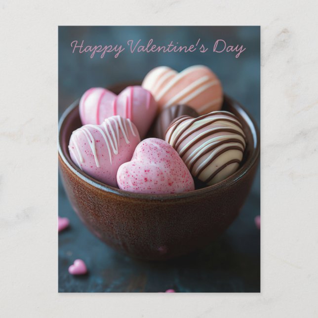 Postal Pinke Schokoladenherzen Valentinstag (Anverso)