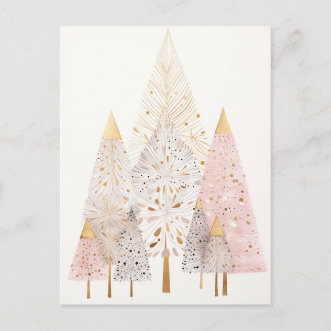 Postal Pinker und goldener Weihnachtsbaum (Anverso)