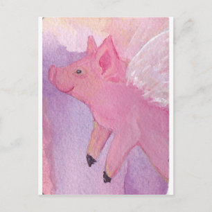 Postal Pinky de cerdo volador - Cuando los cerdos vuelan