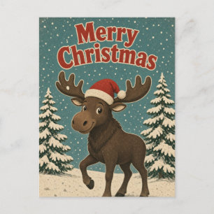 Postal Pino Animal Navidad Reno Alce