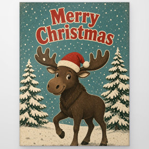 Postal Pino Animal Navidad Reno Alce