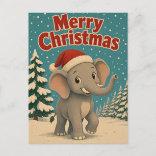Postal Pino del Elefante Animal Navidad