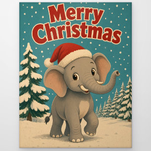 Postal Pino del Elefante Animal Navidad