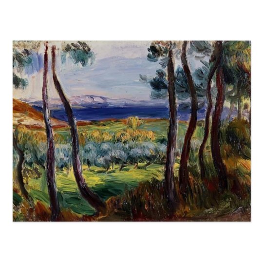Postal Pinos de Pedro Renoir- cerca de Cagnes
