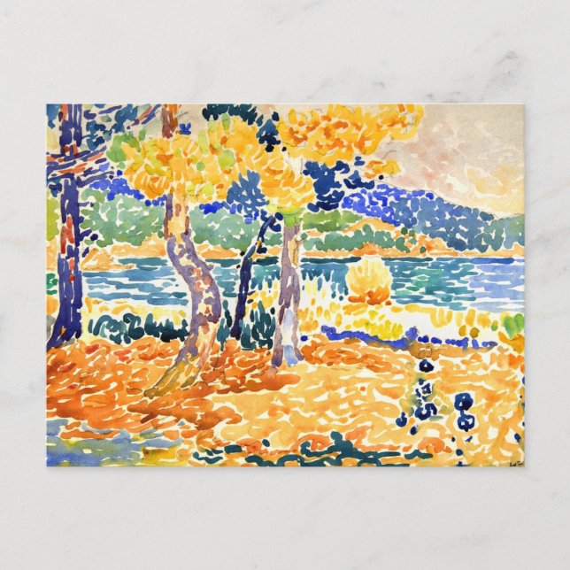 Postal Pinos en la costa, por Henri Edmond Cross (Anverso)