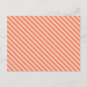 Postal Pinstripes diagonales - naranja de coral y blanco