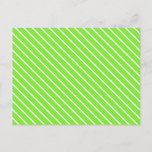 Postal Pinstripes diagonales: verde limón y blanco (Anverso)