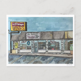 Postal pintada a mano por los vinos de la aldea