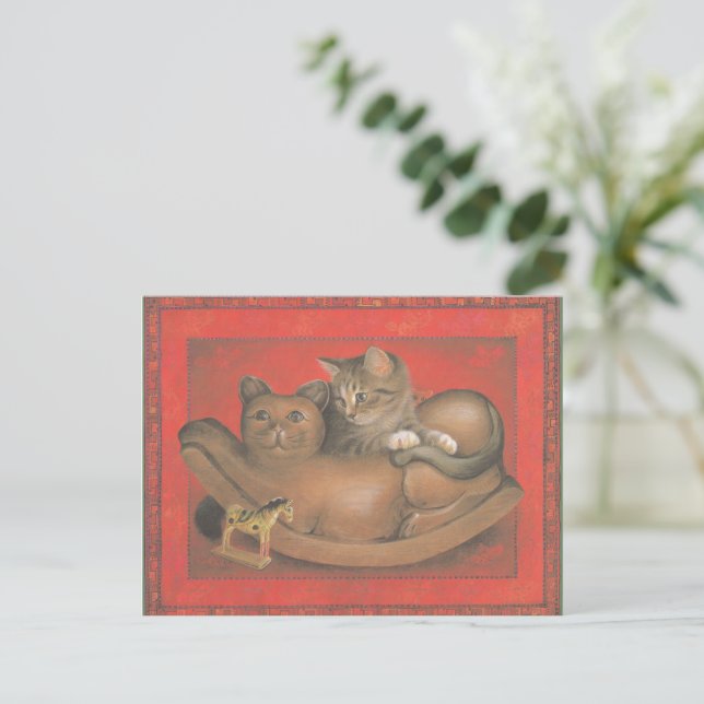 Postal pintada por gato (Anverso de pie)