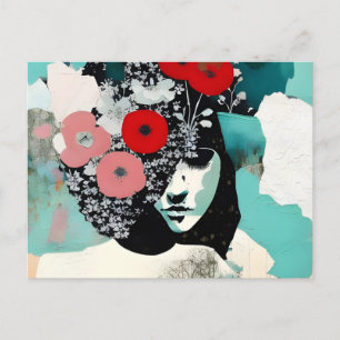 Postal Pintado abstracto de mujeres y flores