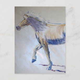 Postal Pintado acrílico de caballos plateados