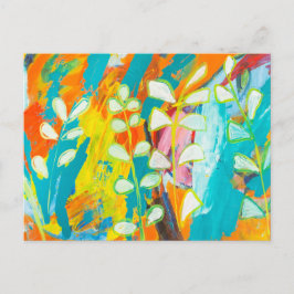 Postal Pintado Acrílico Floral Multicolores Resumen