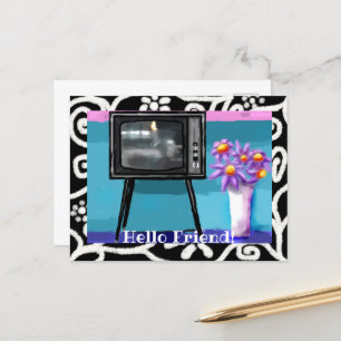 Postal - Pintado caprichoso de televisión retro